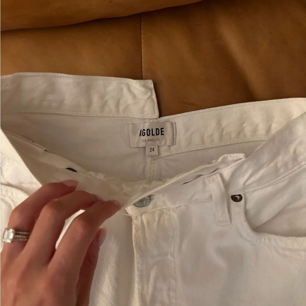 AGOLDE - high rise cross cross white denim jeans (Size 24) - Picture 5 of 6